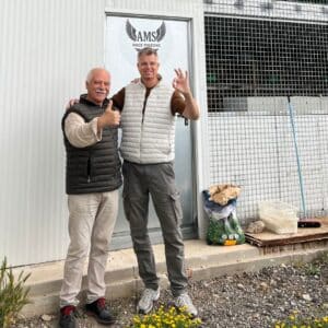 Gerard Schalkwijk visiting Andrés in Spain to watch his racing pigeon loft and pigeons.